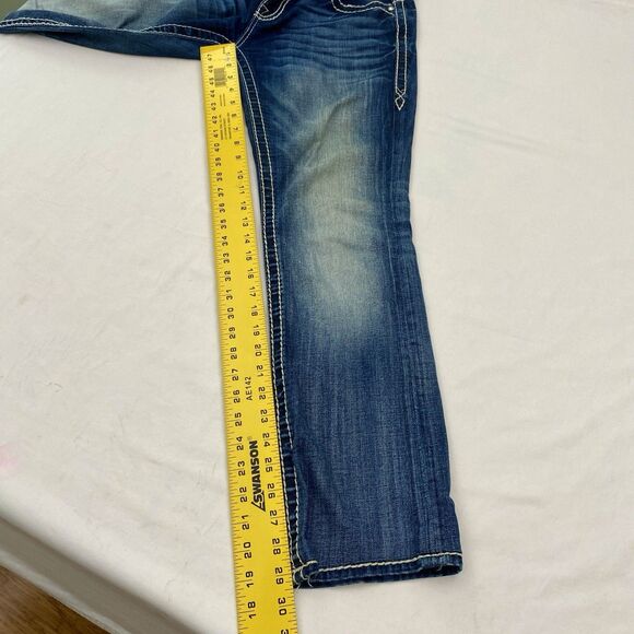 Rock Revival Straight Leg Low Rise Jeans Blue Bluebell Bling Y2K Womens 28 - Picture 11 of 13